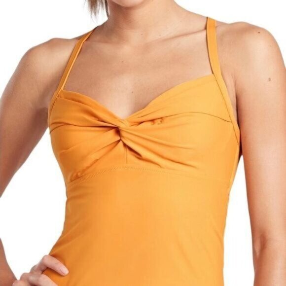 Athleta Women's Twist Up Tankini Swim Tank UPF 50+ Beach Vacation Yellow 32 B/C - Picture 4 of 7